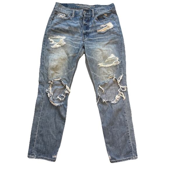 Women's American Eagle Vintage Hi Rise Jeans Sz 6 Regular Distressed Soft - Picture 1 of 6
